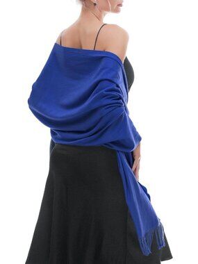 Women's Blue Wedding Bridal Scarf Pashmina Shawls Long Large Scarves